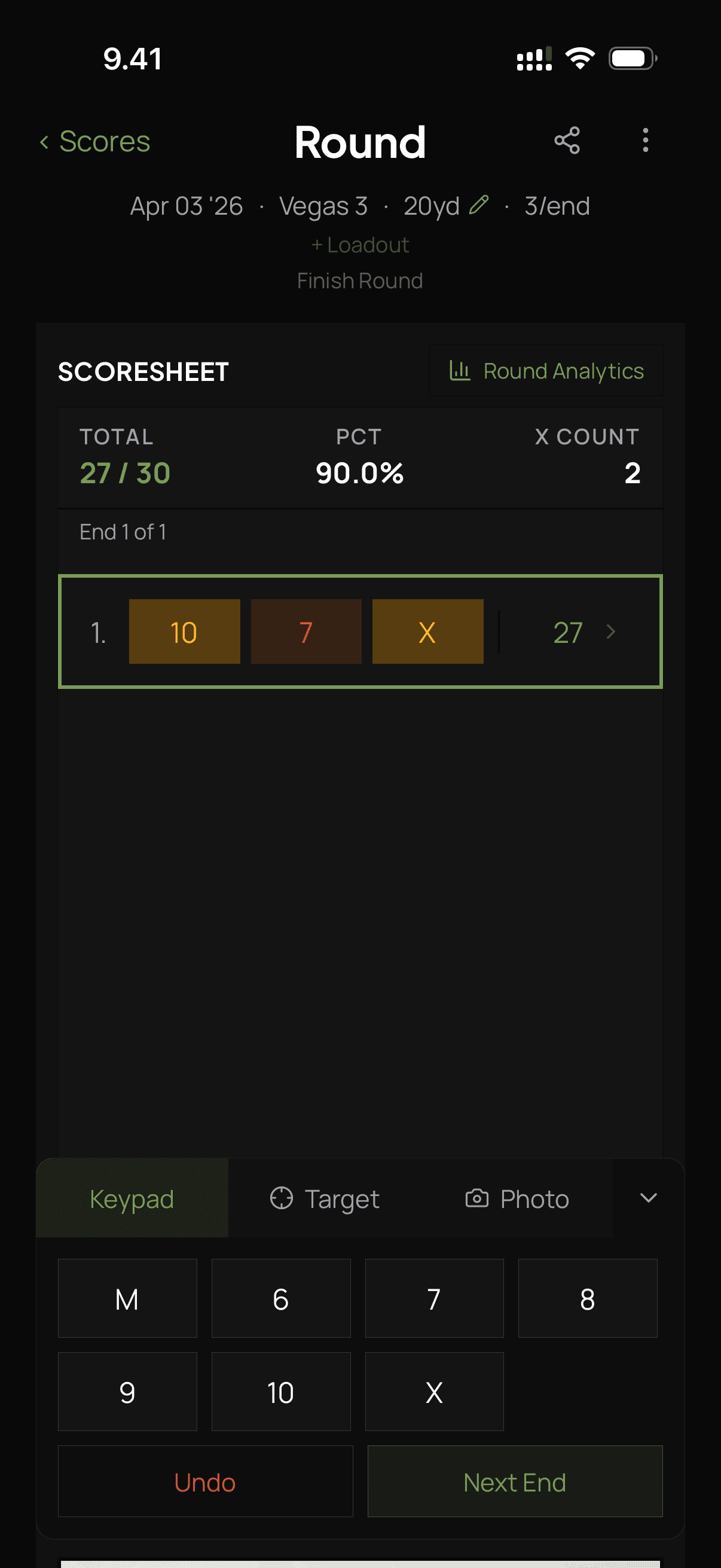 Okami Vision keypad scoring mode with manual arrow value entry