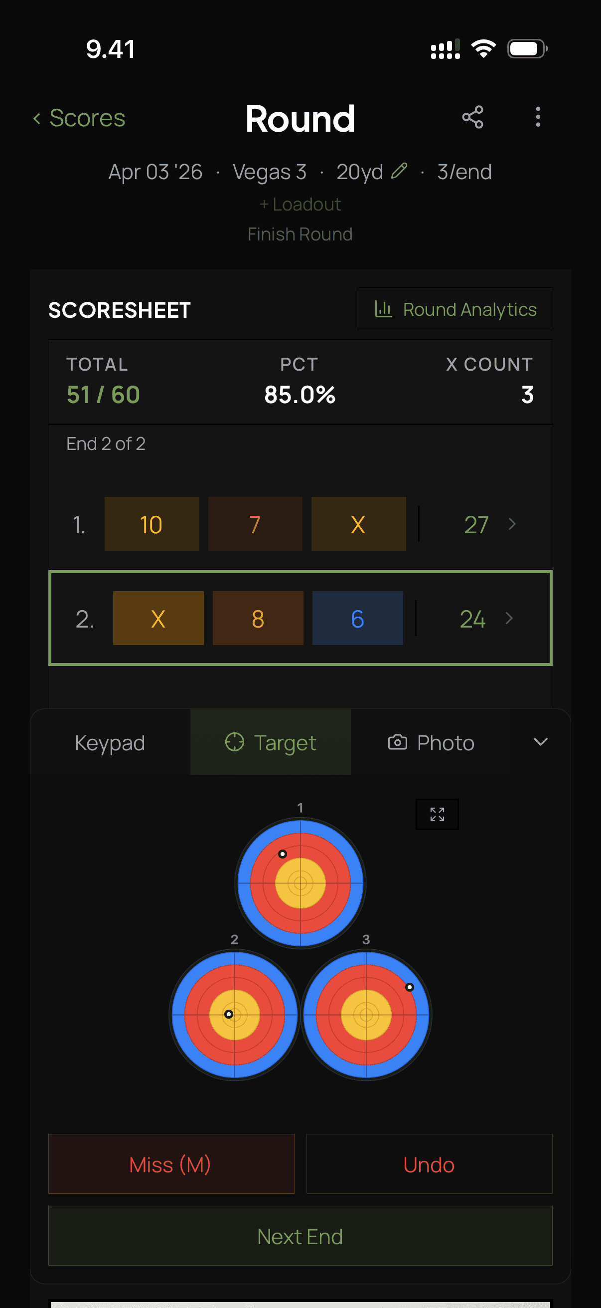 Okami Vision tap screen scoring mode for quick arrow value entry